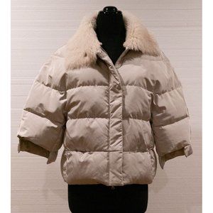$2650 FABIANA FILIPPI DOWN PUFFER JACKET WITH SHEARLING COLLAR CROPPED